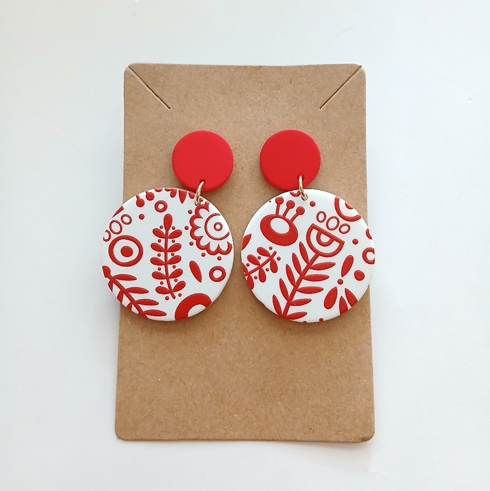 Fashion Jewelry Red and White Earrings